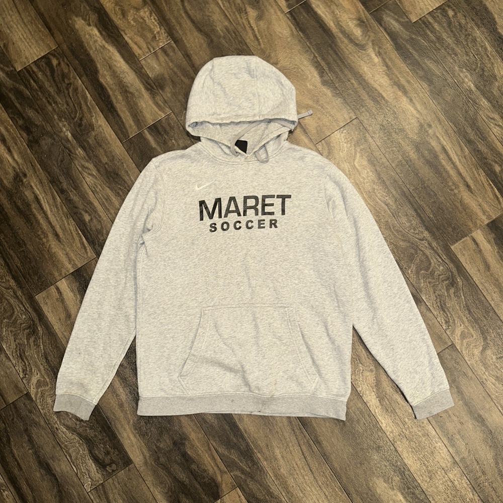 Nike Fleece Pullover Hoodie Long-Sleeve MARET SOCCER Graphic Men's Large Grey